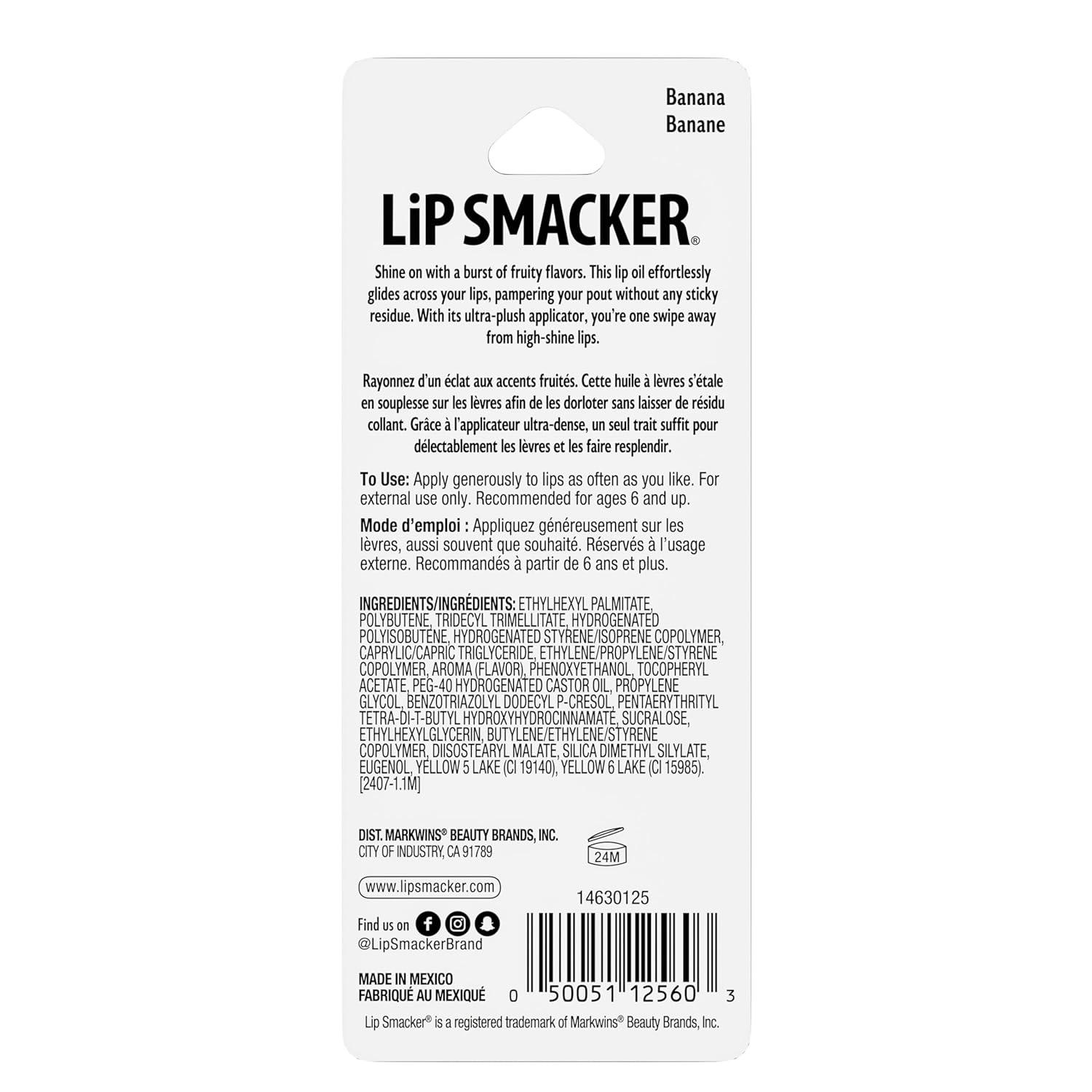 image:imageLip Smacker Fruit Glaze Lip Oil UltraHydrating amp Moisturizing with HighShine Finish Plush Applicator for Effortless Glide Delicious NonSticky Flavor GrapeBanana