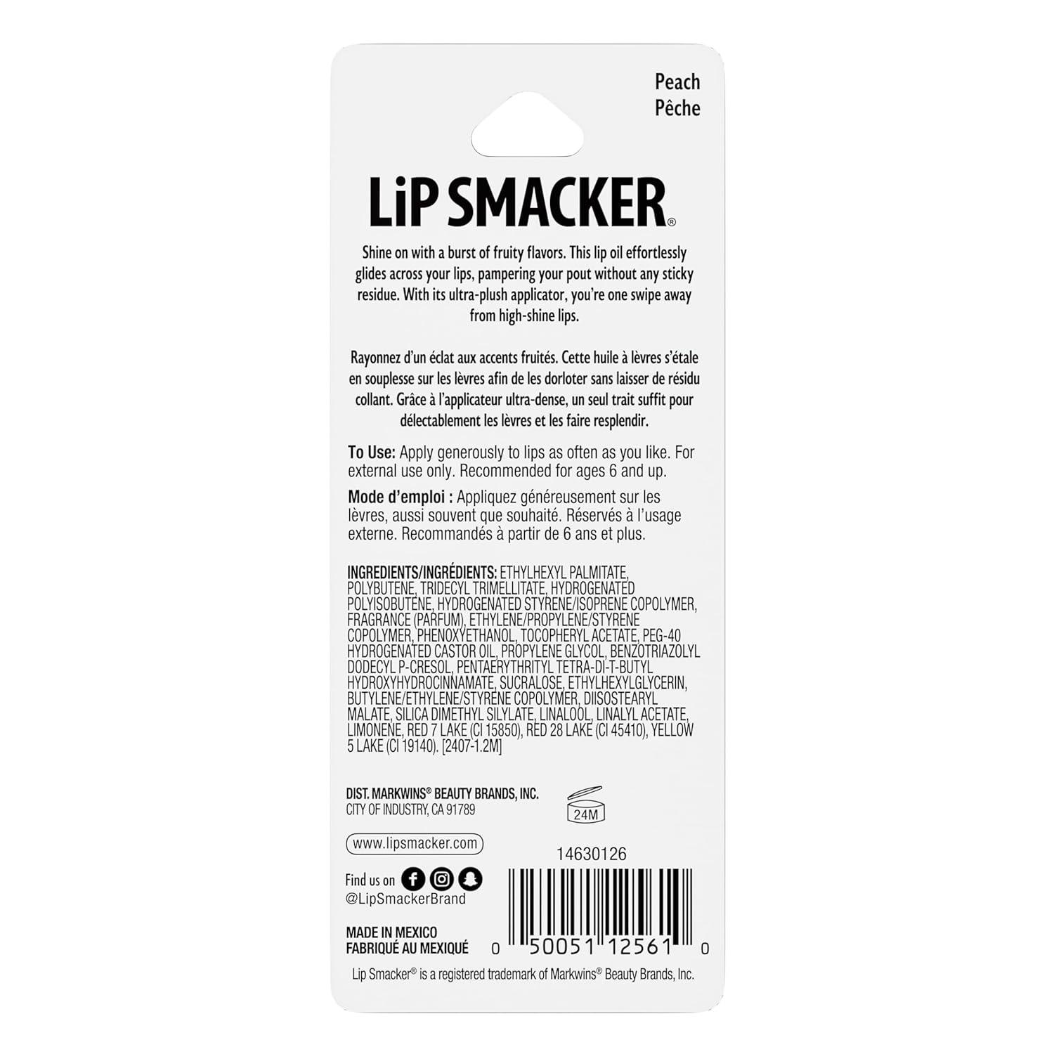 image:imageLip Smacker Fruit Glaze Lip Oil UltraHydrating amp Moisturizing with HighShine Finish Plush Applicator for Effortless Glide Delicious NonSticky Flavor GrapePeach