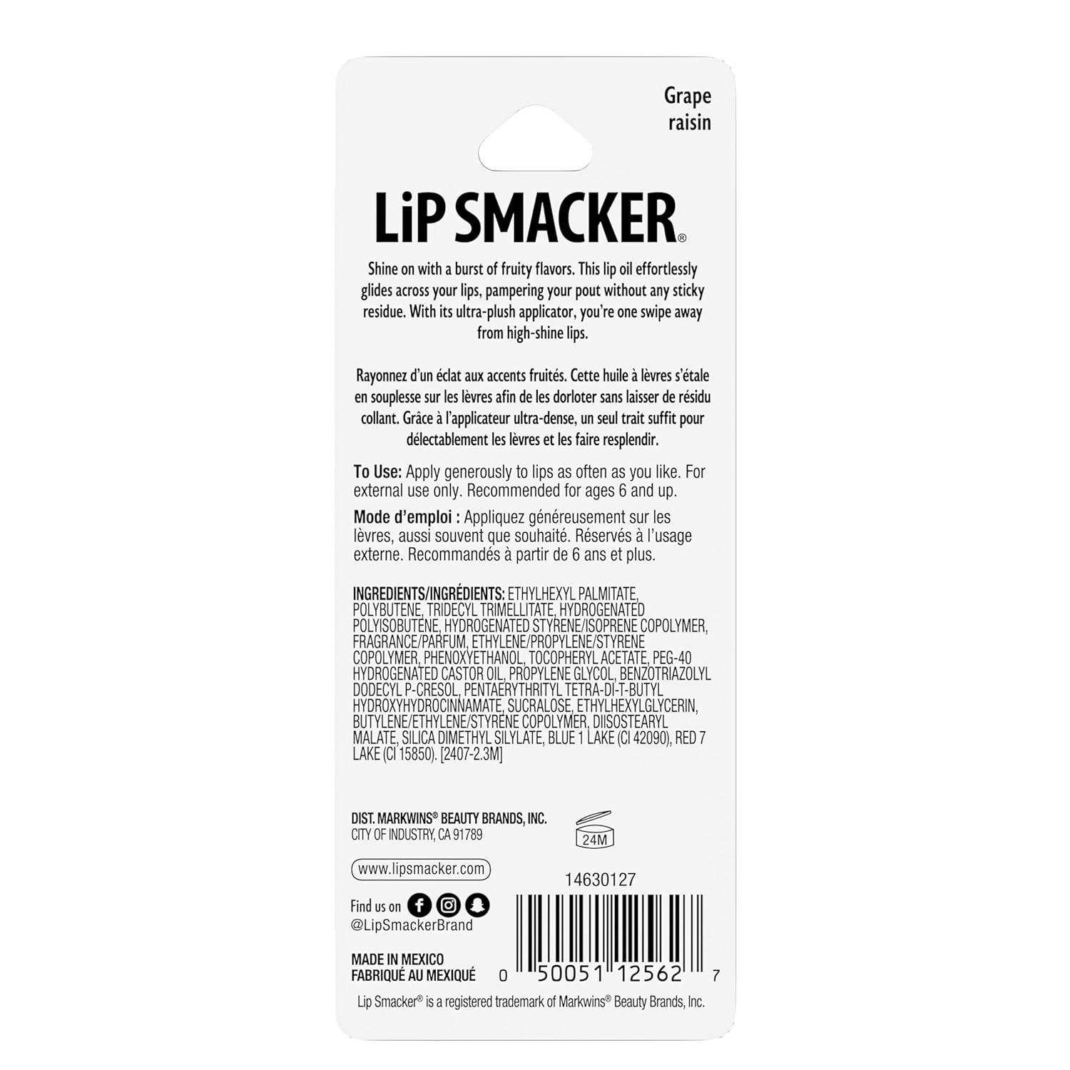 image:imageLip Smacker Fruit Glaze Lip Oil UltraHydrating amp Moisturizing with HighShine Finish Plush Applicator for Effortless Glide Delicious NonSticky Flavor GrapeGrape