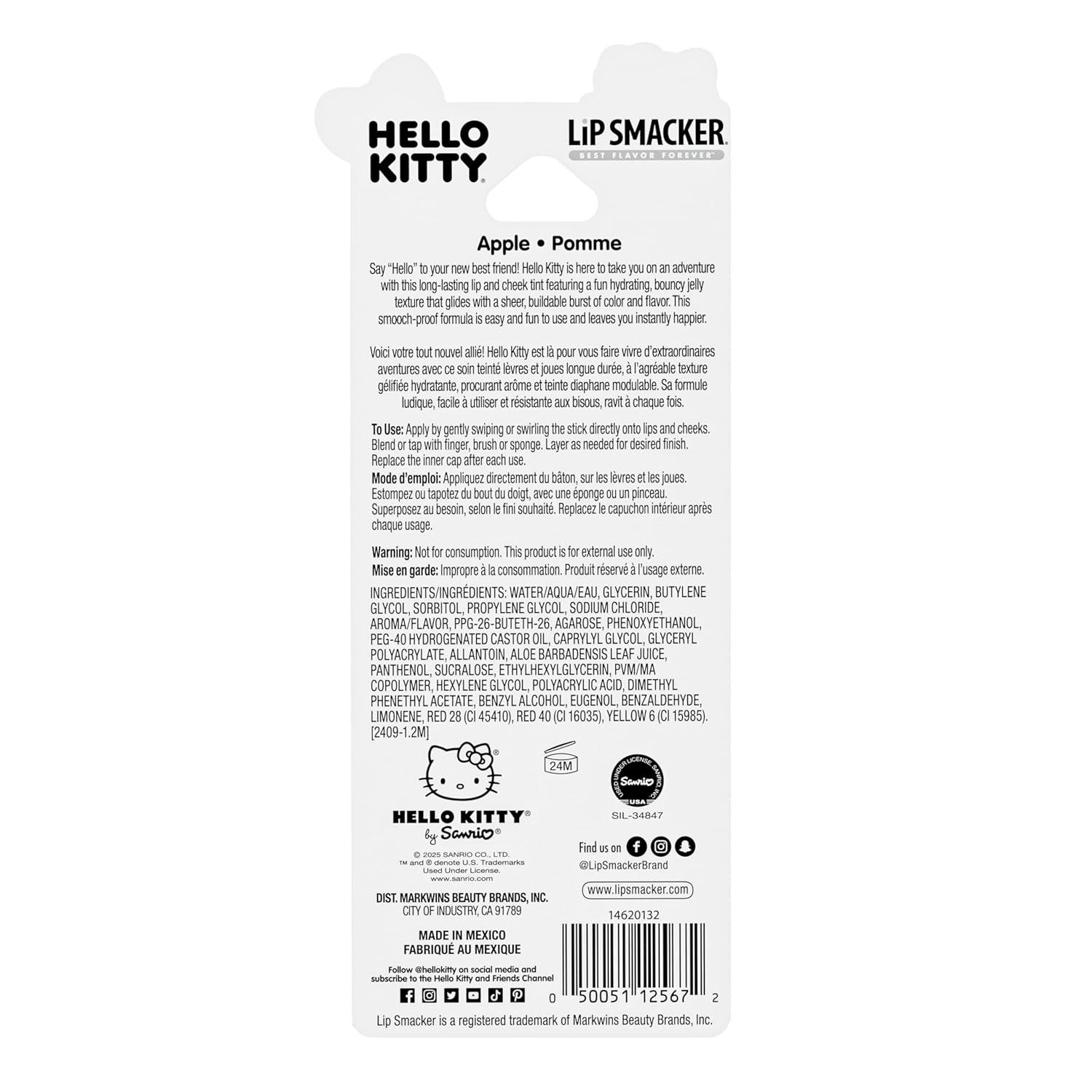 image:imageLip Smacker Hello Kitty So Jelly Lip amp Cheek Tint Moisturizing Sheer amp Buildable Color Fun Bouncy Jelly Texture Sweet Apple Flavor AppleApple