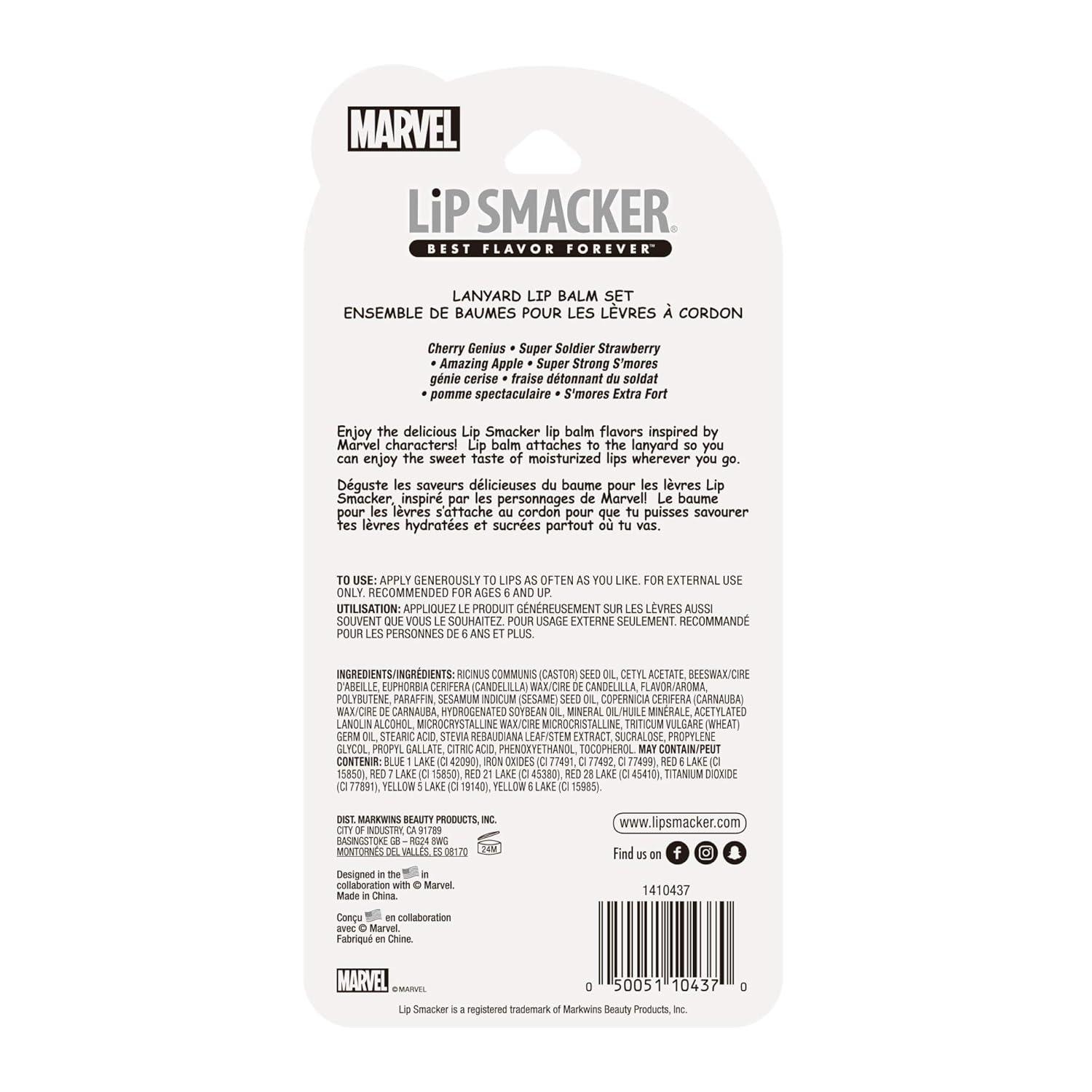 image:imageLip Smacker Marvel 4 piece lanyard set lip balm for kids Iron Man Captain America Spider Man HulkMarvel Heroes Collection