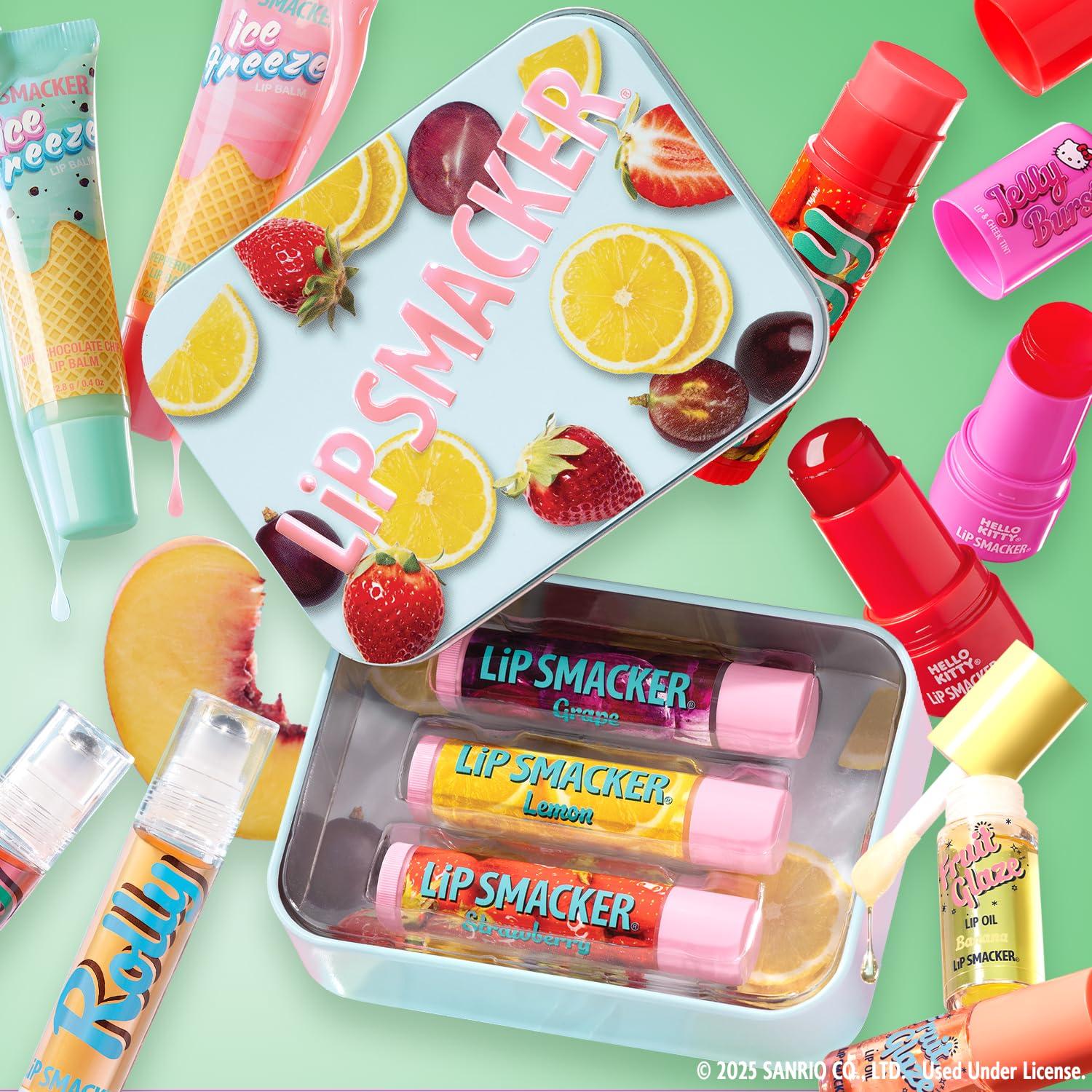 image:imageLip Smacker Nostalgia Lip Balm Trio Tin Original amp Best Flavors Grape Lemon and Strawberry Moisturizing amp Hydrating Lip Care Clear Glossy Finish Fun amp Collectible Gift Set for All AgesGrape Lemon and Strawberry