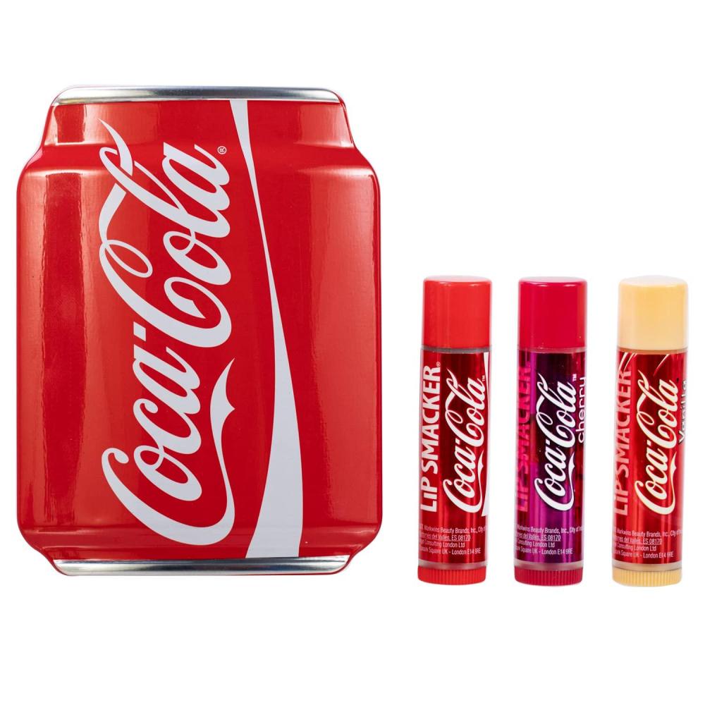 image:imageLip Smacker Coca Cola Collection  Moisturizing Soothing Coke Bottle Caps TrioCocaCola  CocaCola Cherry  CocaCola Vanilla