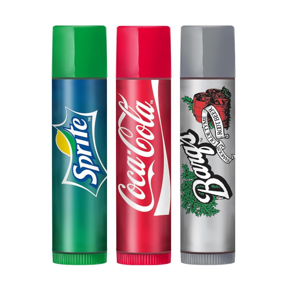 image:imageLip Smacker Coca Cola Collection  Moisturizing Soothing Coke Bottle Caps TrioCoke  Sprite  Root Beer