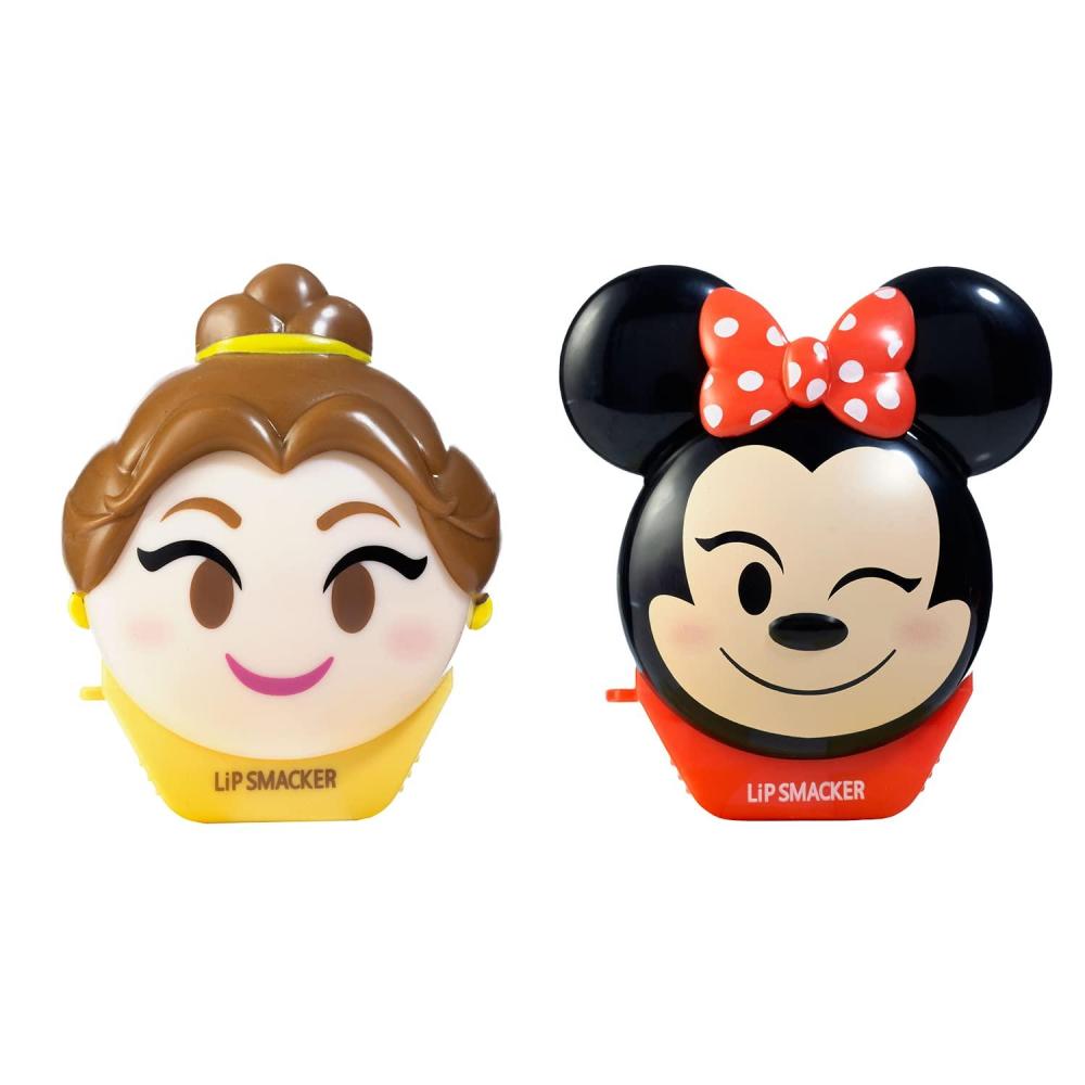 image:imageLip Smacker Disney Minnie Mouse and Beauty And The Beast Belle Emoji Lip Balm Duo Flavored Strawberry Lemonade Bownade 2 Pack