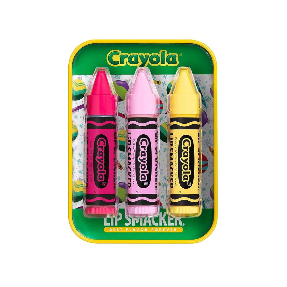 image:imageLip Smacker Holiday Christmas 3 pcs Flavored Lip Balm Tin Crayola Stocking Stuffer For Kids