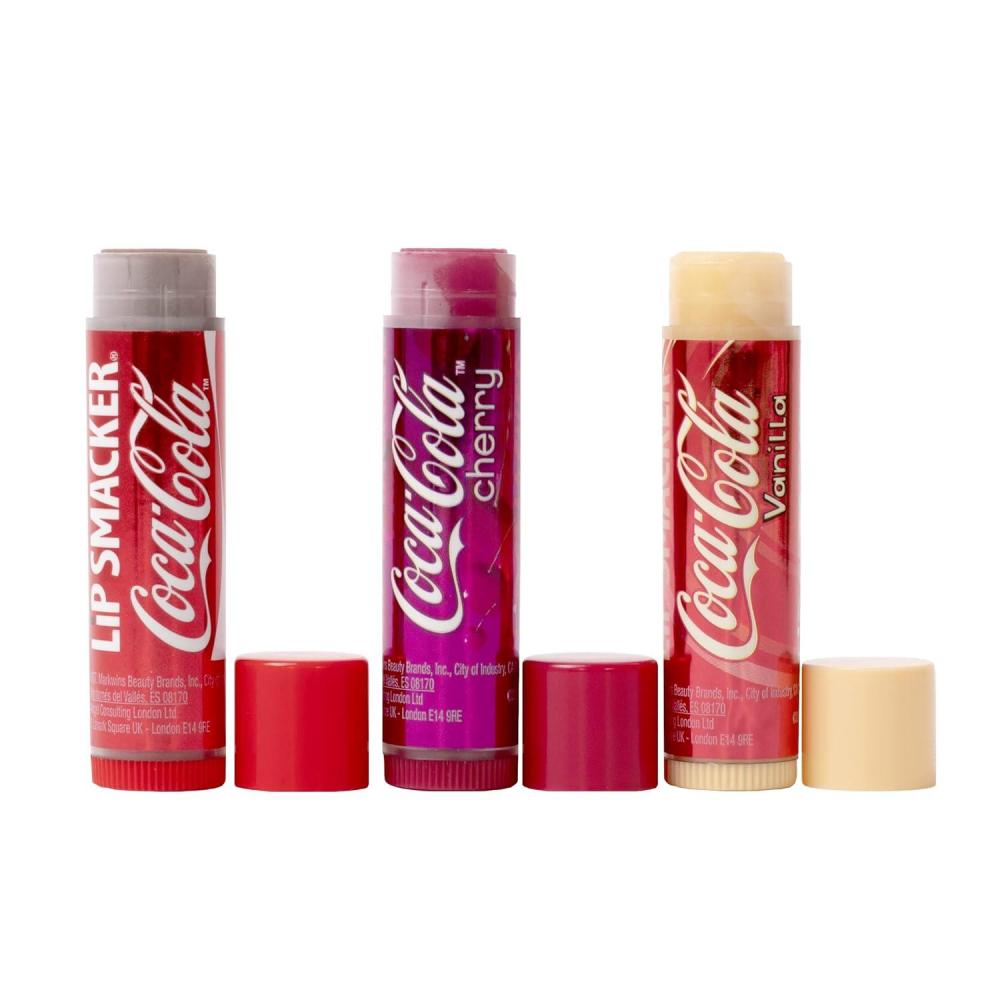 image:imageLip Smacker Holiday Lip Balm Trio Tin Gingerbread Cookie Sprinkle Cookie amp Oatmeal Cookie Festive Flavored Lip Balms Moisturizing Holiday Gift SetCherry Coke Classic Coke Vanilla Coke