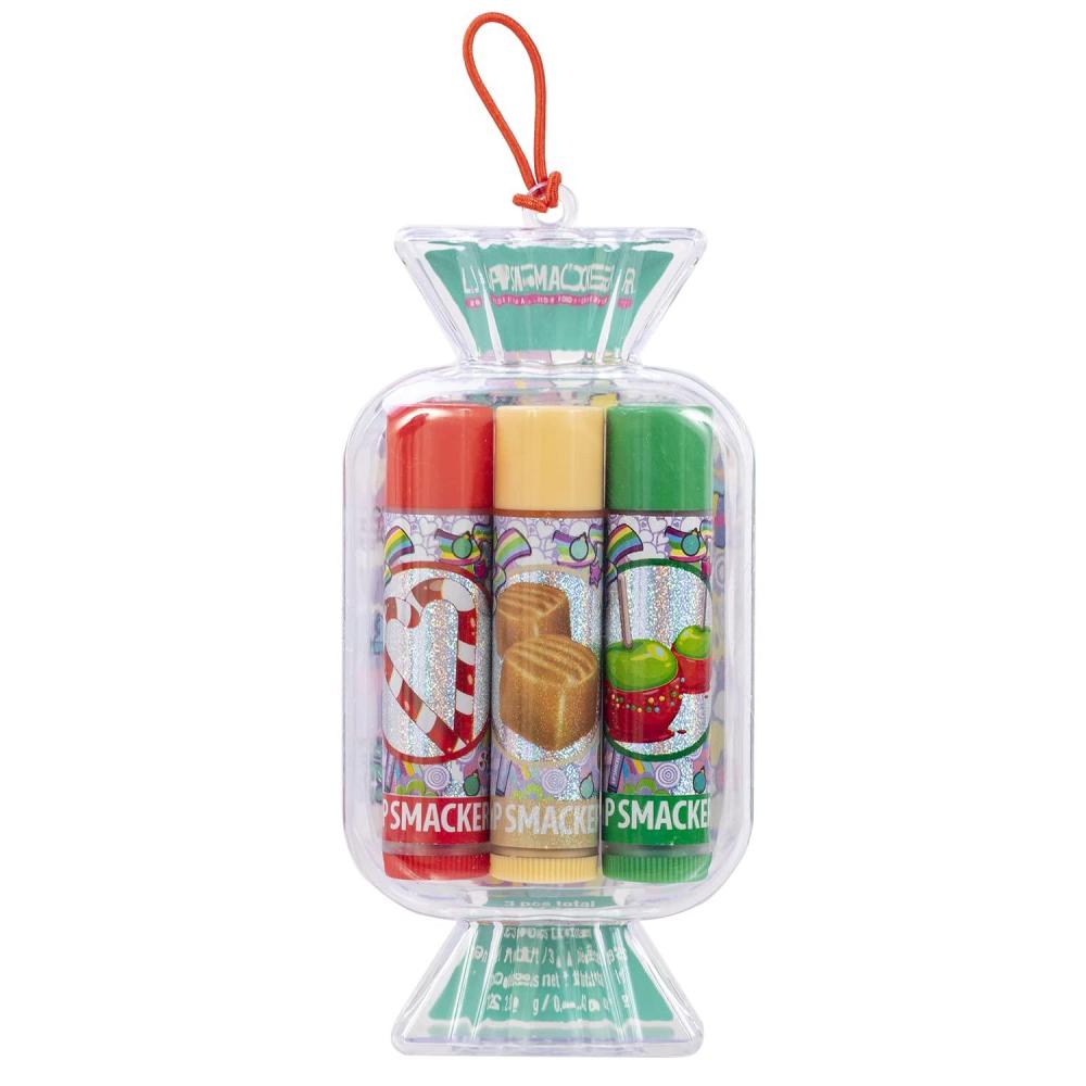 image:imageLip Smacker Holiday Lip Balm Trio Tin Gingerbread Cookie Sprinkle Cookie amp Oatmeal Cookie Festive Flavored Lip Balms Moisturizing Holiday Gift SetCandy Cane Caramel Candy Apple