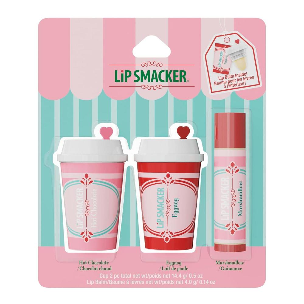 image:imageLip Smacker Holiday Lip Balm Trio Tin Gingerbread Cookie Sprinkle Cookie amp Oatmeal Cookie Festive Flavored Lip Balms Moisturizing Holiday Gift SetEggnog Hot Chocolate Marshmallow