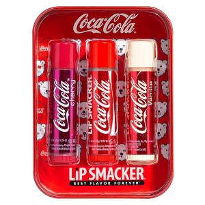 Lip Smacker Holiday Lip Balm Trio Tin – Gingerbread Cookie, Sprinkle Cookie & Oatmeal Cookie, Festive Flavored Lip Balms, Moisturizing Holiday Gift Set(Cherry)