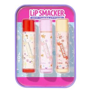 Lip Smacker Holiday Lip Balm Trio Tin – Gingerbread Cookie, Sprinkle Cookie & Oatmeal Cookie, Festive Flavored Lip Balms, Moisturizing Holiday Gift Set(Holiday Christmas)