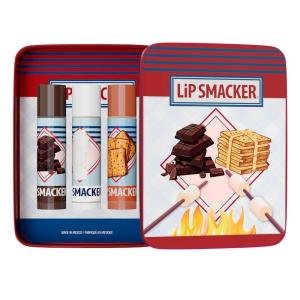 Lip Smacker Holiday Lip Balm Trio Tin – Gingerbread Cookie, Sprinkle Cookie & Oatmeal Cookie, Festive Flavored Lip Balms, Moisturizing Holiday Gift Set(S’more)