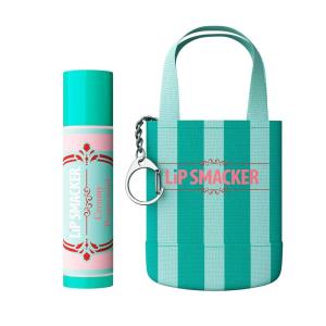 Lip Smacker Holiday Getaway Lip Balm + Mini Tote Keychain, Moisturizing Lip Care, Fun Collectible Gift & Stocking Stuffer – Creamy Peppermint(2 count (Pack of 1))