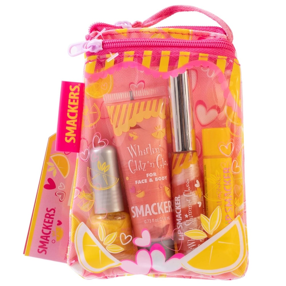 image:imageLip Smacker Hello Kitty Nail Polish amp Flavored Lip Balm Makeup Tote  Moisturizing Balms Colorful Nail Polishes Sanrio Accessory Ring Stylish Tote Bag Perfect Glam Gift for Hello Kitty LoversPink Lemonade Glam Collection