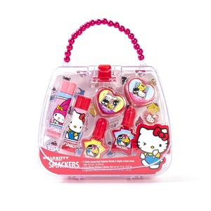Lip Smacker Hello Kitty Nail Polish & Flavored Lip Balm Makeup Tote – Moisturizing Balms, Colorful Nail Polishes, Sanrio Accessory Ring, Stylish Tote Bag, Perfect Glam Gift for Hello Kitty Lovers(Hello Kitty Collection)