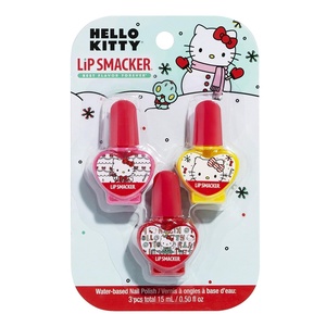 Lip Smacker Nail Polish, 3 Moisturizing, Smoothing Soft Shine, Hydrating & Protecting Fun Flavors, Cruelty-Free & Vegan – Holiday Hello Kitty(Holiday Hello Kitty)